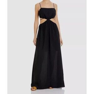 Jonathan Simkhai Size XS Black Cutout Self-Tie Waist Core Strap Maxi Dress  $395